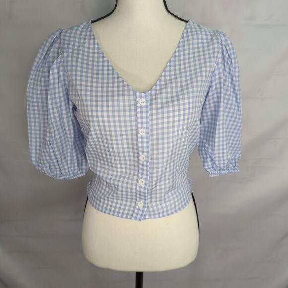 Daisy‎ Street Balloon Sleeve Gingham Top Medium NWT - Picture 1 of 6